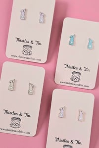 Image 1 of Enamel Bunny Studs - SKU 649