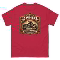 Image 1 of  Two Wheels Saloon Unisex T-Shirt | Biker Bar Graphic Tee | Motorcycle Rider Western Shirt