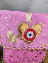 Image 2 of Woodstock cross body /passport bag - light pink and heart