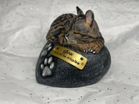 Image 9 of Custom Engraved Handpainted Cat On Pawprint Rock Urn 