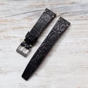 20mm Vintage Style Crocodile Strap In Black
