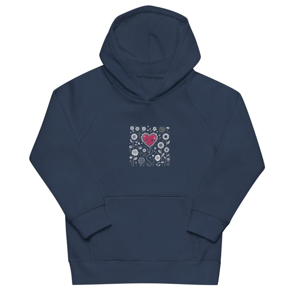 Image of Embroidered heart Flower Kids eco hoodie