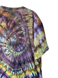 Image 9 of XXL Adult Combed Cotton Tee in Earthy Cool Spiral Ice Dye