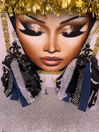 Silver Glitter/ Denim  Tassel Earrings