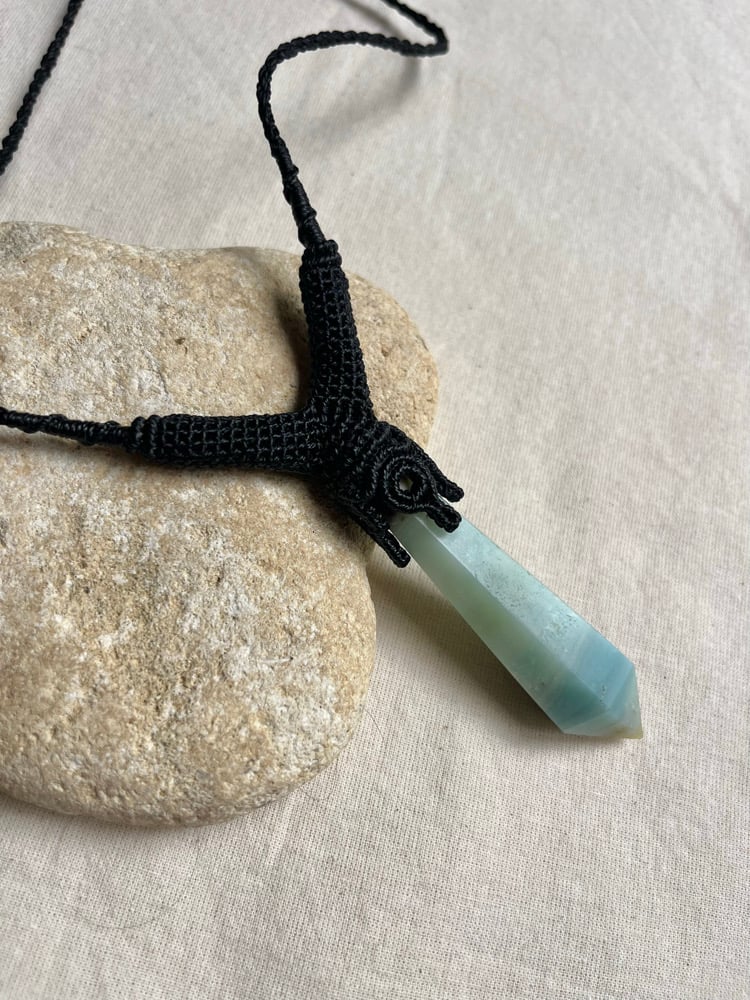 Image of Macrame necklace with amazonite 