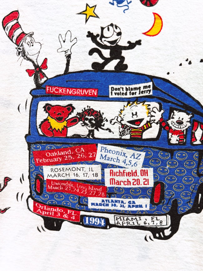 Grateful Dead 1994 Spring Tour Cartoon Lot T-Shirt - Fits L