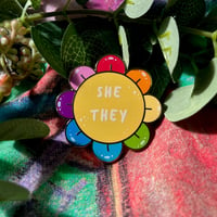 Image 5 of Pronoun Flower Enamel Pins