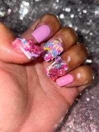 Image 3 of   Candy sprinkle gel  press on short Square nails, for adults teens and little girls