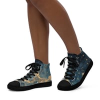 Image 4 of Celestial Night Sky Stars and Clouds Painting Women’s High Top Canvas Shoes