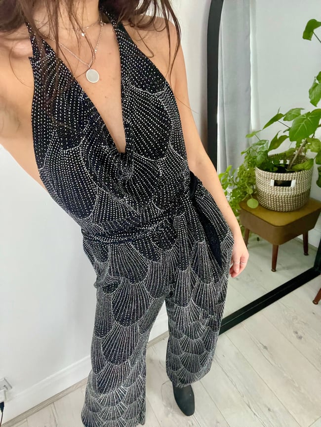 sparkly Art Deco wide leg, high waisted trousers 