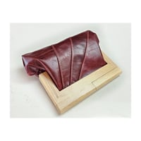 Image 1 of Burgundy Leather & Timber Clutch