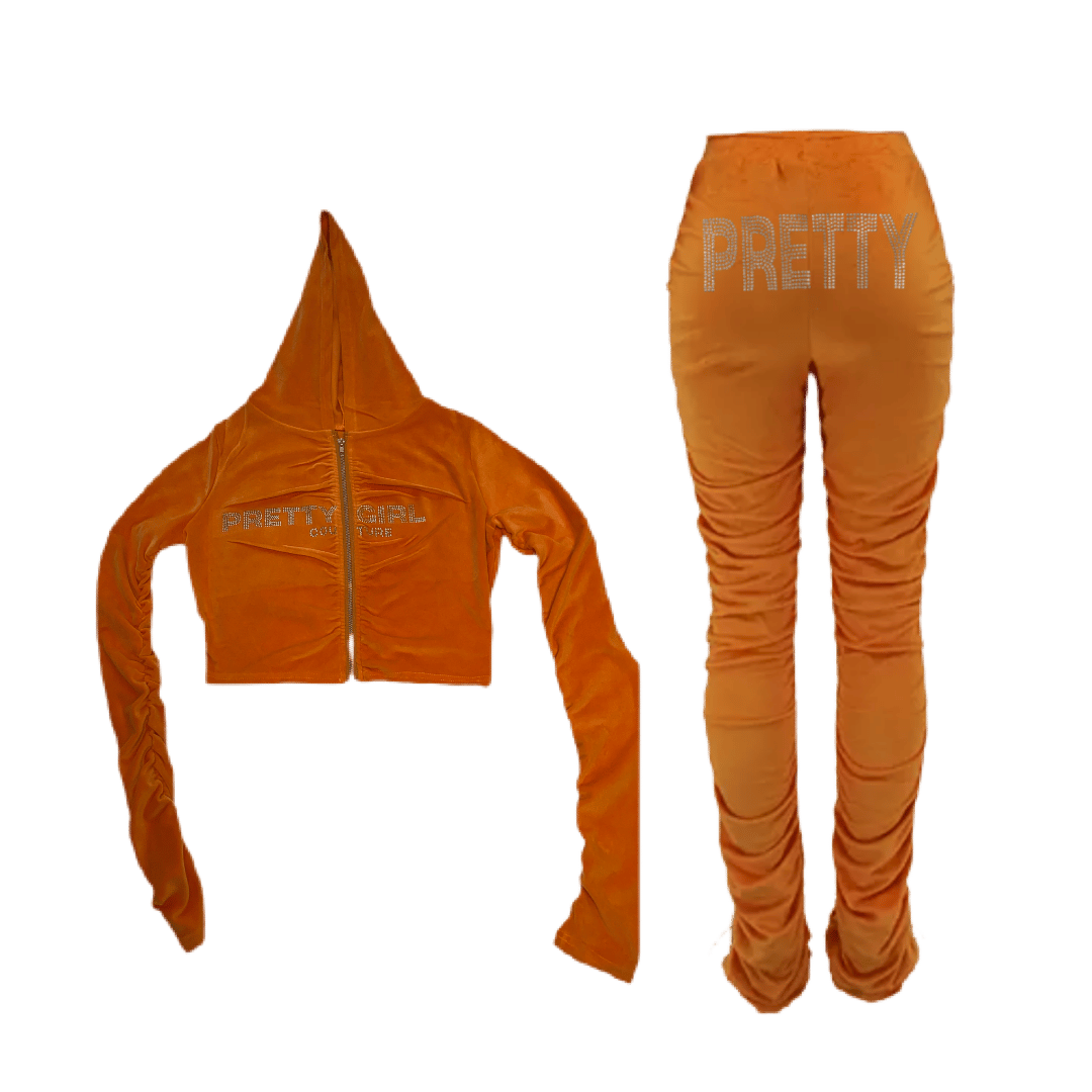 PRETTY RUCHED ORANGE TRACKSUIT