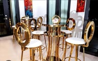 Image 4 of Gold Stainless Steel luxury cocktail table for rent only 