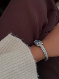 Image 5 of RARE Vintage Silver Tone BLUE Dail Timex Ladies Watch 