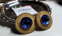 Image 1 of Vintage Ocean Blue Gem Earrings