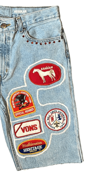 Image 4 of V.V.S. Patchwork Shorts (WHOLE LOTTA RED)