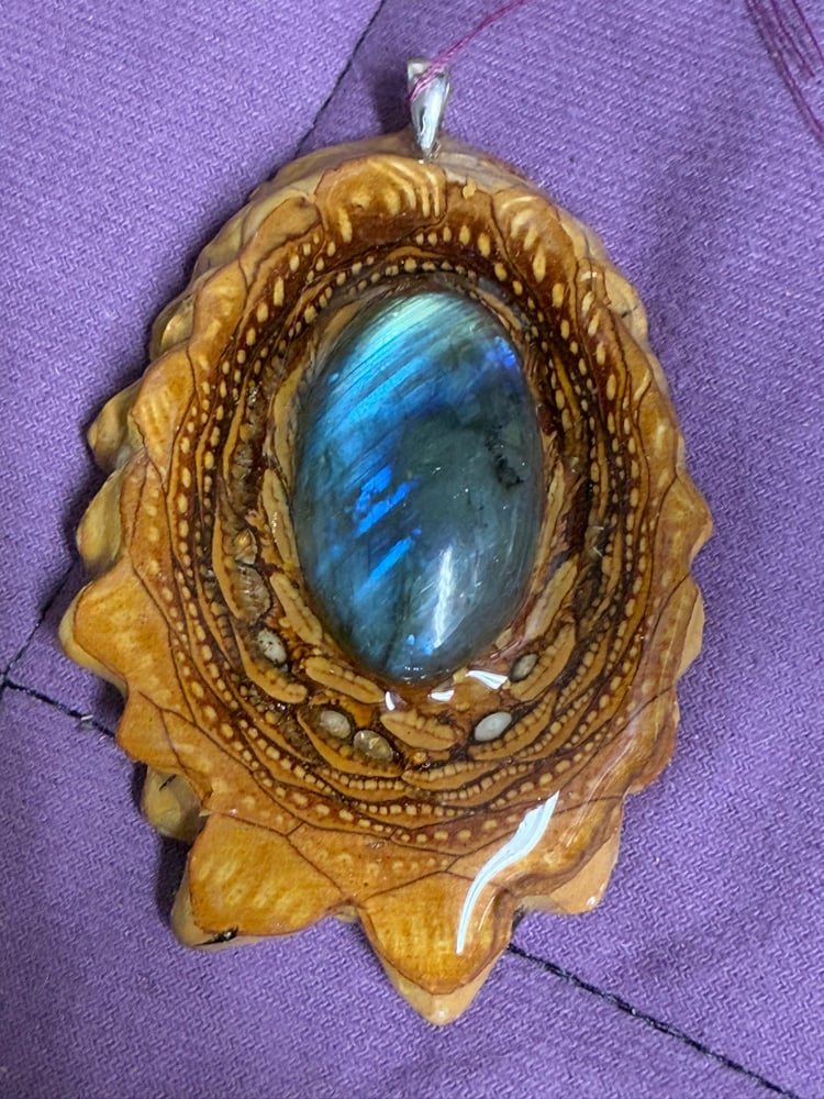 Image of  Labradorite Pinecone Charm | PNW Art | #124