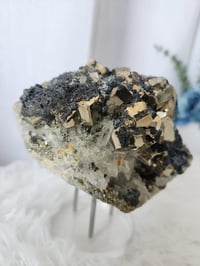 Image 4 of 2.6lb Pyrite with Galena & Quartz Crystal Specimen 