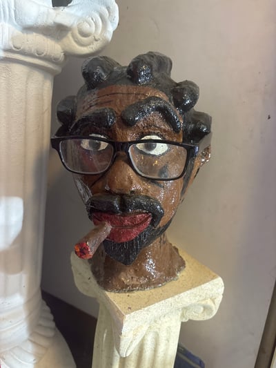 Image of Cement Braided Olmec Head 