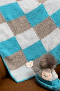 Image 1 of Baby Blanket & Hat Set, Handmade, Acrylic Yarn