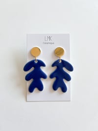 Paire de boucles d'oreilles céramique MATISSA doré et bleu