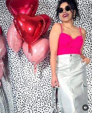 Image of Metallic Gray Long Skirt 