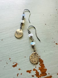 Image 2 of ethiopian opal earrings with beloved charms