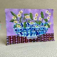 Image 2 of Chamomile in a Blue and White Bowl