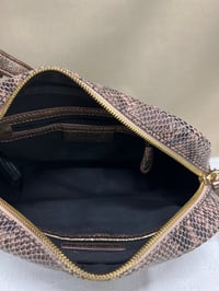 Image 5 of G.I.L.I brown genuine leather snake skin print cross body bag