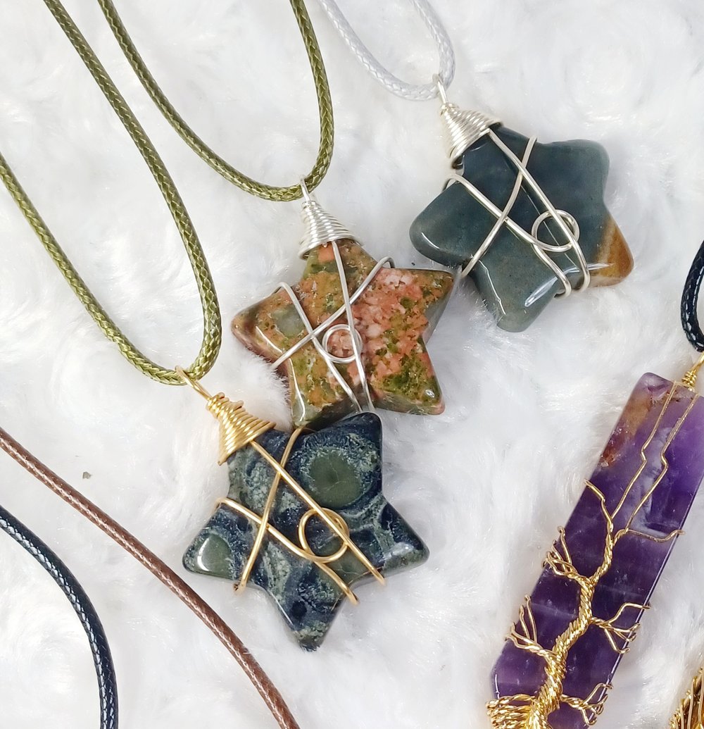 Image of Carved Crystal Necklaces 