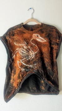 Image 1 of Bird skeleton hand-painted black cropped top