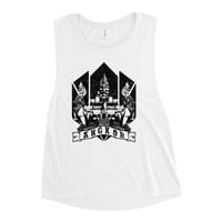 Lion Statue Ladies’ Muscle Tank - White 