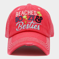 Image 2 of BEACHES BOOZE &  BESTIES EMBROIDERED BASEBALL CAP
