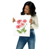 Image 3 of Coral Watercolour Poppies- poster print