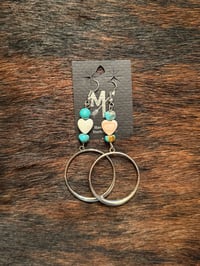 Image 1 of Kingman-Pink Conch Heart Dangles