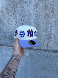 Image 1 of  MULTI TONE LAVENDER VISOR NEW YORK YANKEES CUSTOM FITTED CAP