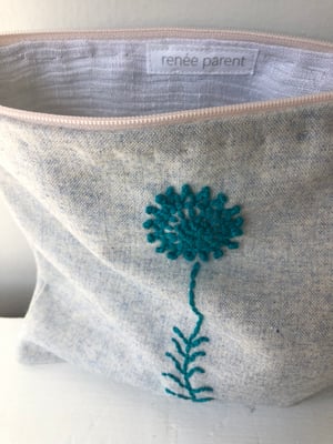 Image of blue on bleu hand embroidered bag
