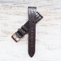 Image 4 of 19mm Stitchless Lizard Strap In Dk Brown
