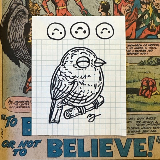 Image of Fat Bird Sharpie Sketch #136
