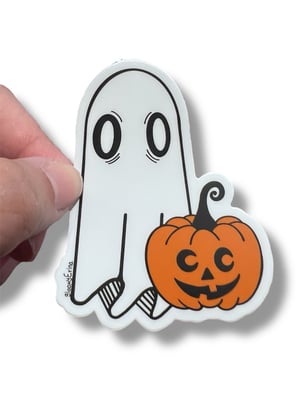 Pumpkin and Ghost Vinyl Sticker