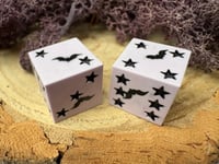 Image 2 of Pastel Bats D6 Dice Pair Black Stars | Handmade Jesmonite DnD Dice