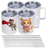 Image 7 of 12OZ Sublimation Thermos Cup Stainless Steel Coffee Mug With Lid Double Wall Vacuum Flask With Handl