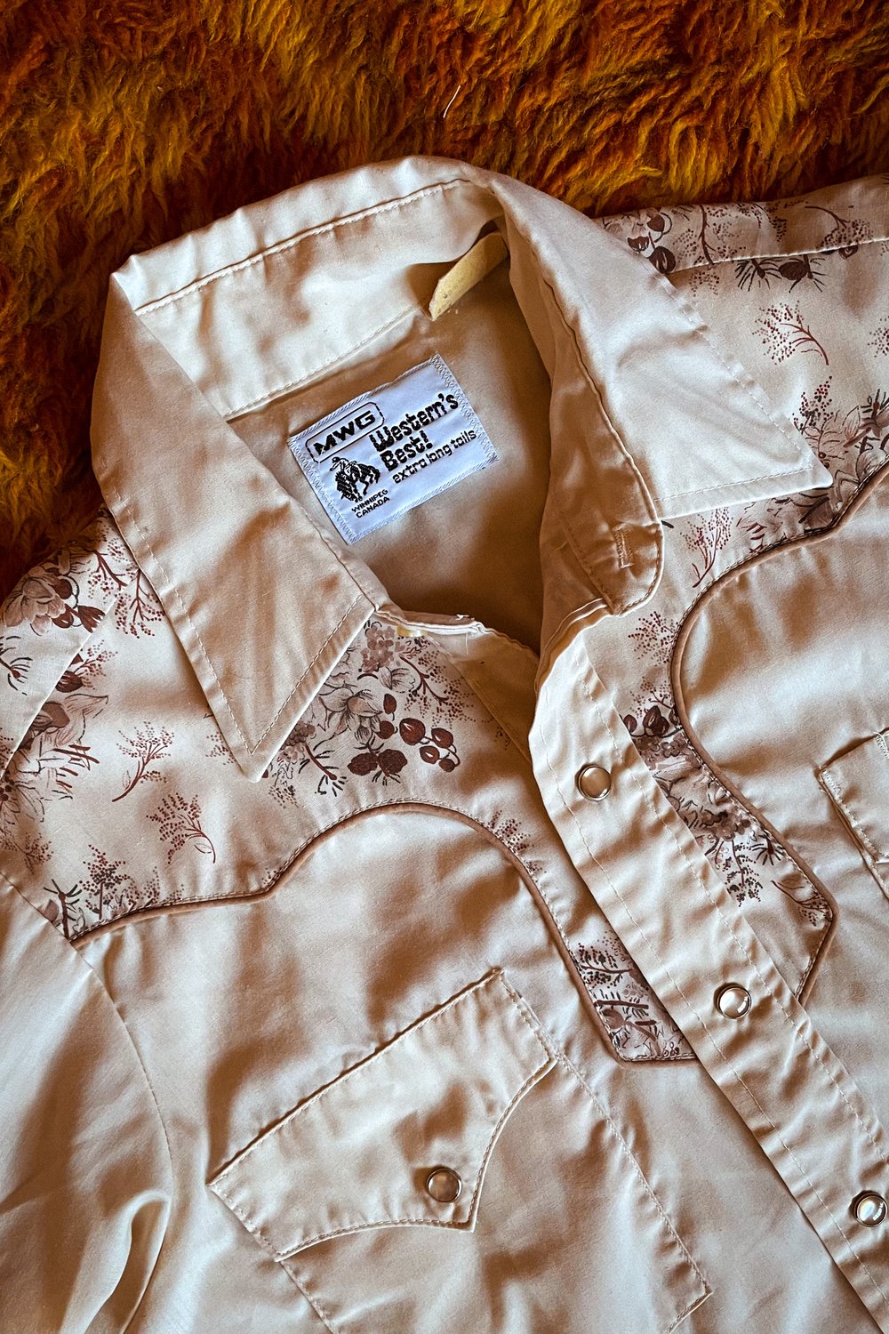 Vintage Mens cream western shirt (long sleeve) size S 