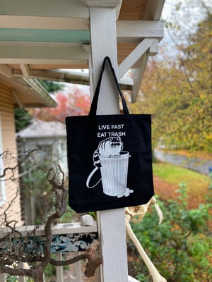 Image of Live Fast Eat Trash Canvas Tote Bag