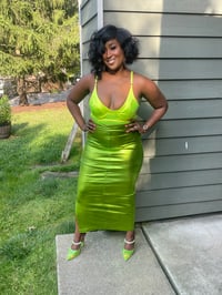 Image 1 of Metallic green pencil skirt