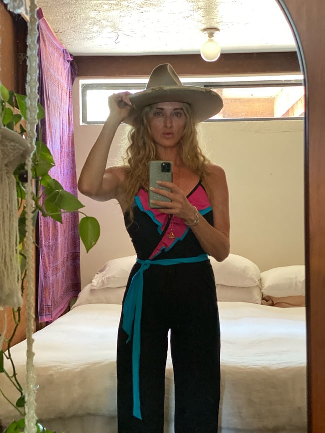 70s cotton ruffle jumpsuit and sash