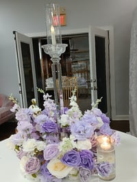 Image 5 of 28″ Tall Crystal Glass Wedding Candelabra Flower Rack Plymouth Pedestals Centerpiece Stand 