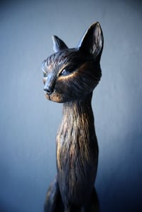 Image 4 of 'Sable' Black Cat Paper Clay Sculpture