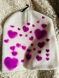Image 2 of Purple Hearts Airbrush Beanie