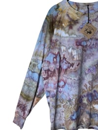 Image 3 of L Unisex Adult Soft Long Sleeve Tee in Muted Watercolor Ice Dye